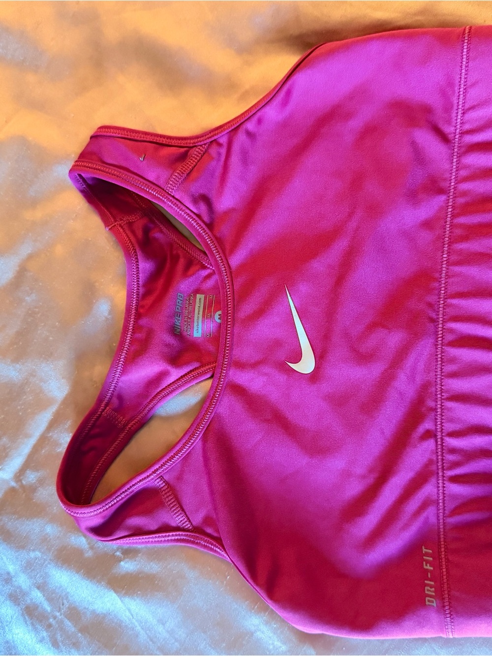 Nike Pink Dri-FIT Sports Bra with White Swoosh